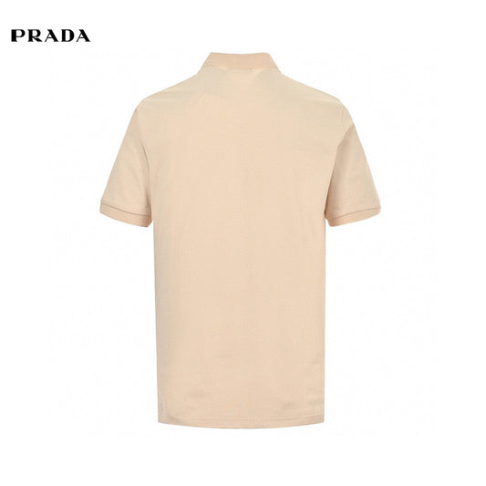 Prada Logo Patch Beige Polo Shirt