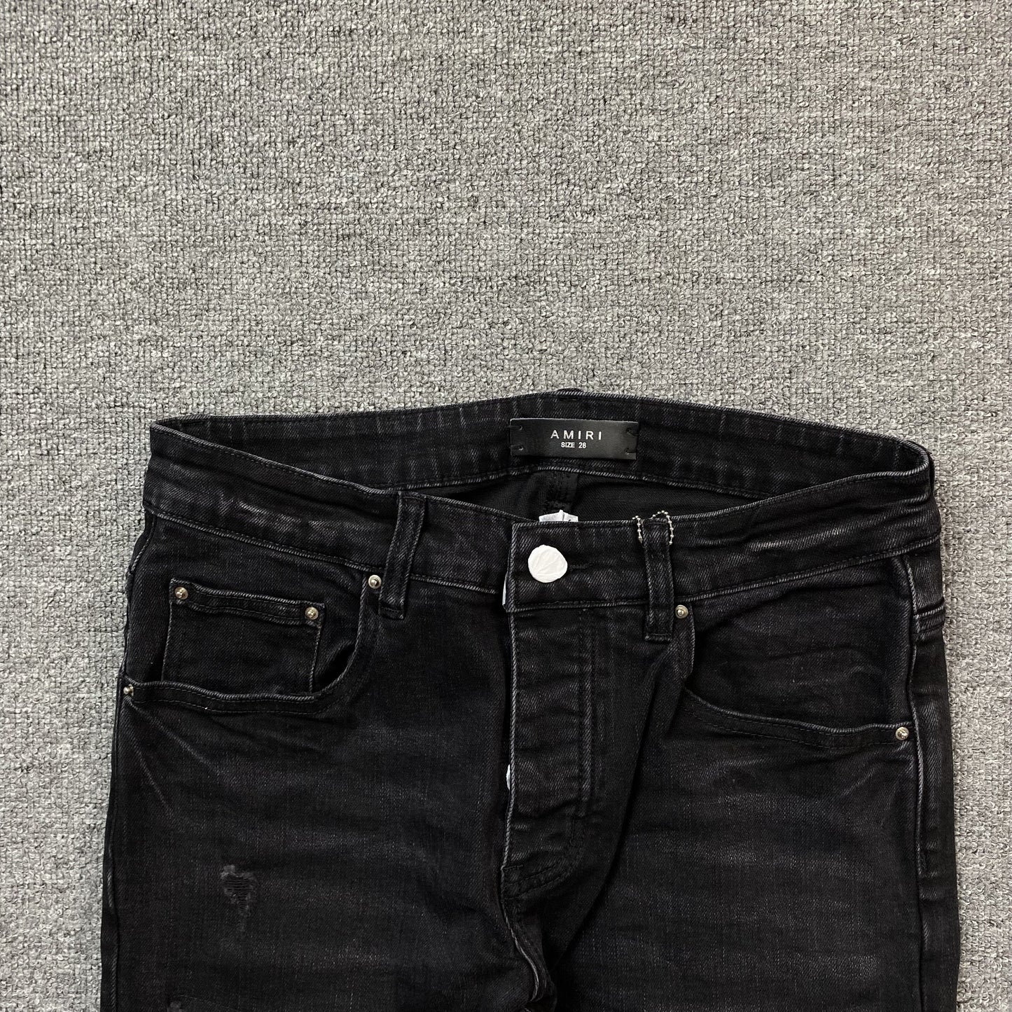 AMIRI CORE APPLIQUE BLACK LEATHER JEANS