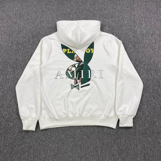 AMIRI PLAYBOY LOGO HOODIE WHITE GREEN