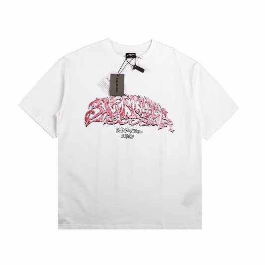 BALENCIAGA GRAFFITI LOGO T-SHIRT WHITE
