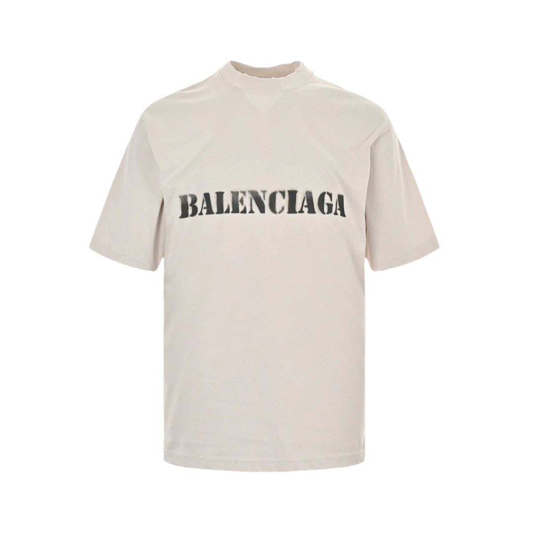 BALENCIAGA STENCIL LOGO T-SHIRT BEIGE