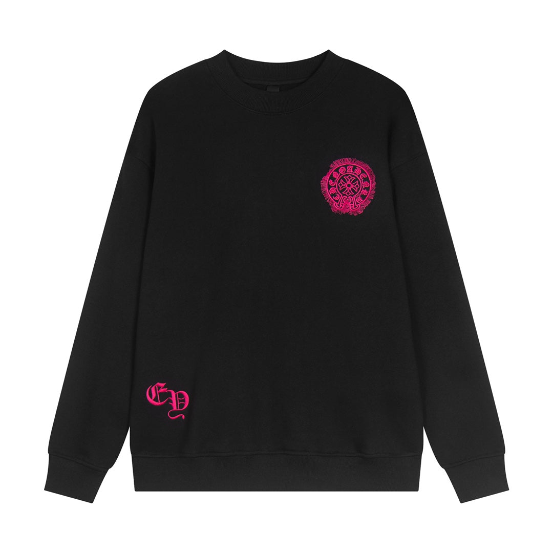 CHROME HEARTS PINK HORSE SHOE LOGO SWEATSHIRT BLACK
