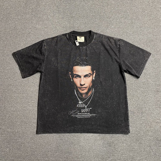 CR7 VINTAGE GRAPHIC TEE DARK GREY