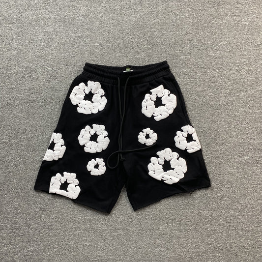 DENIM TEARS COTTON WREATH SHORTS BLACK