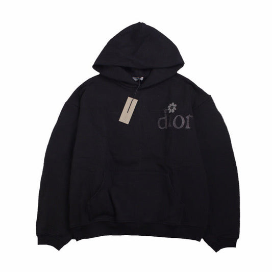 DIOR FLOWER LOGO HOODIE BLACK