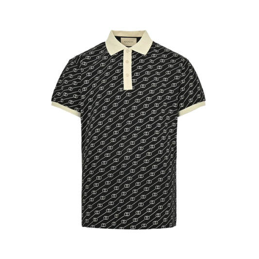 GUCCI GG PATTERN POLO SHIRT BLACK