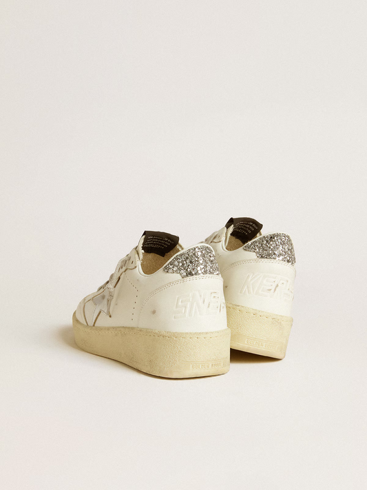 Golden Goose Ball Star 2 Sneaker β White/Silver Glitter