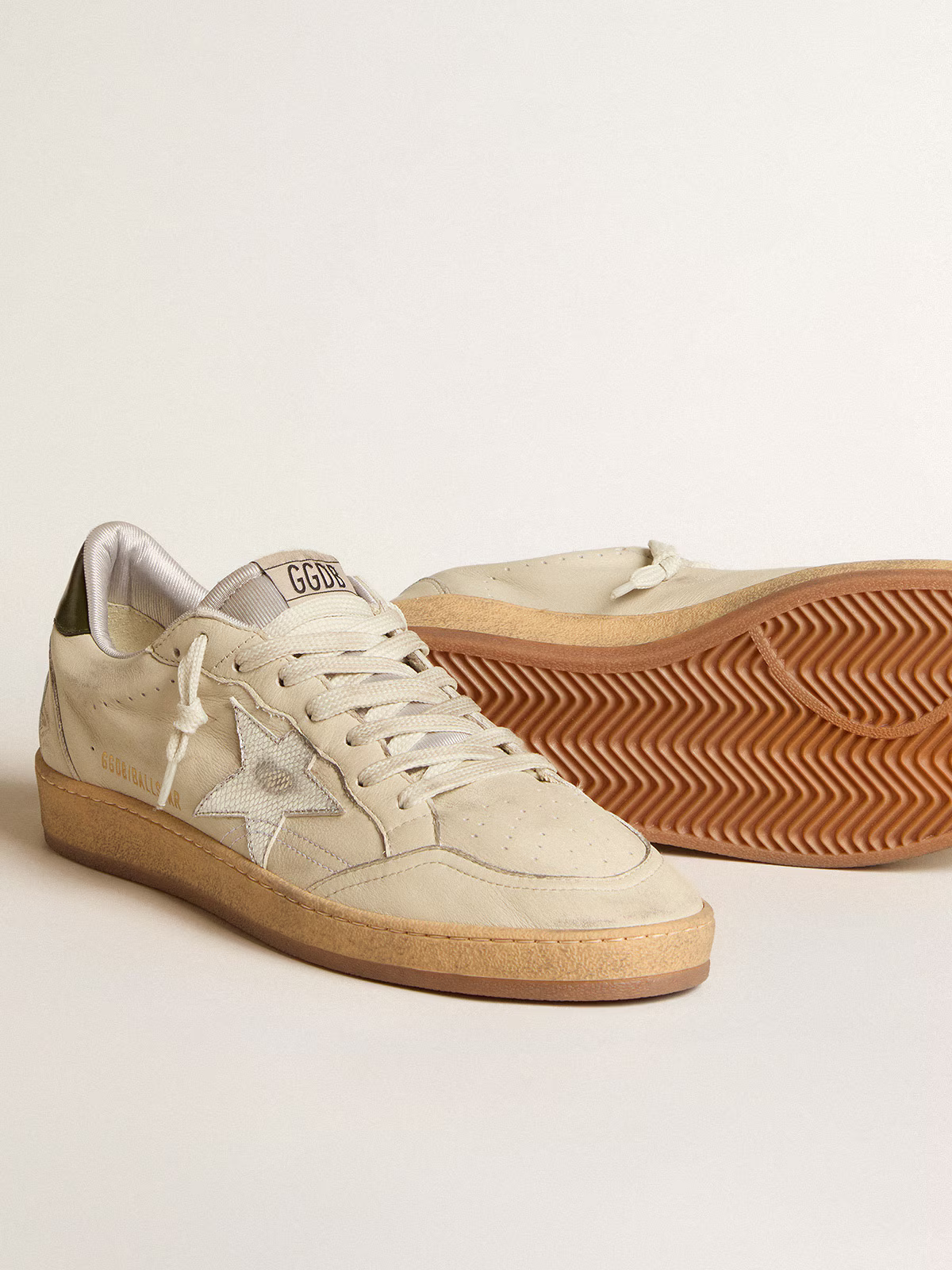 Golden Goose Ball Star Sneaker – Cream & Metallic Silver