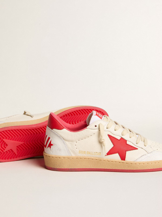 Golden Goose Ball Star Sneaker – Cream & Red