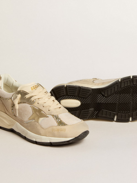 Golden Goose Dad-Star Sneaker Beige Glitter