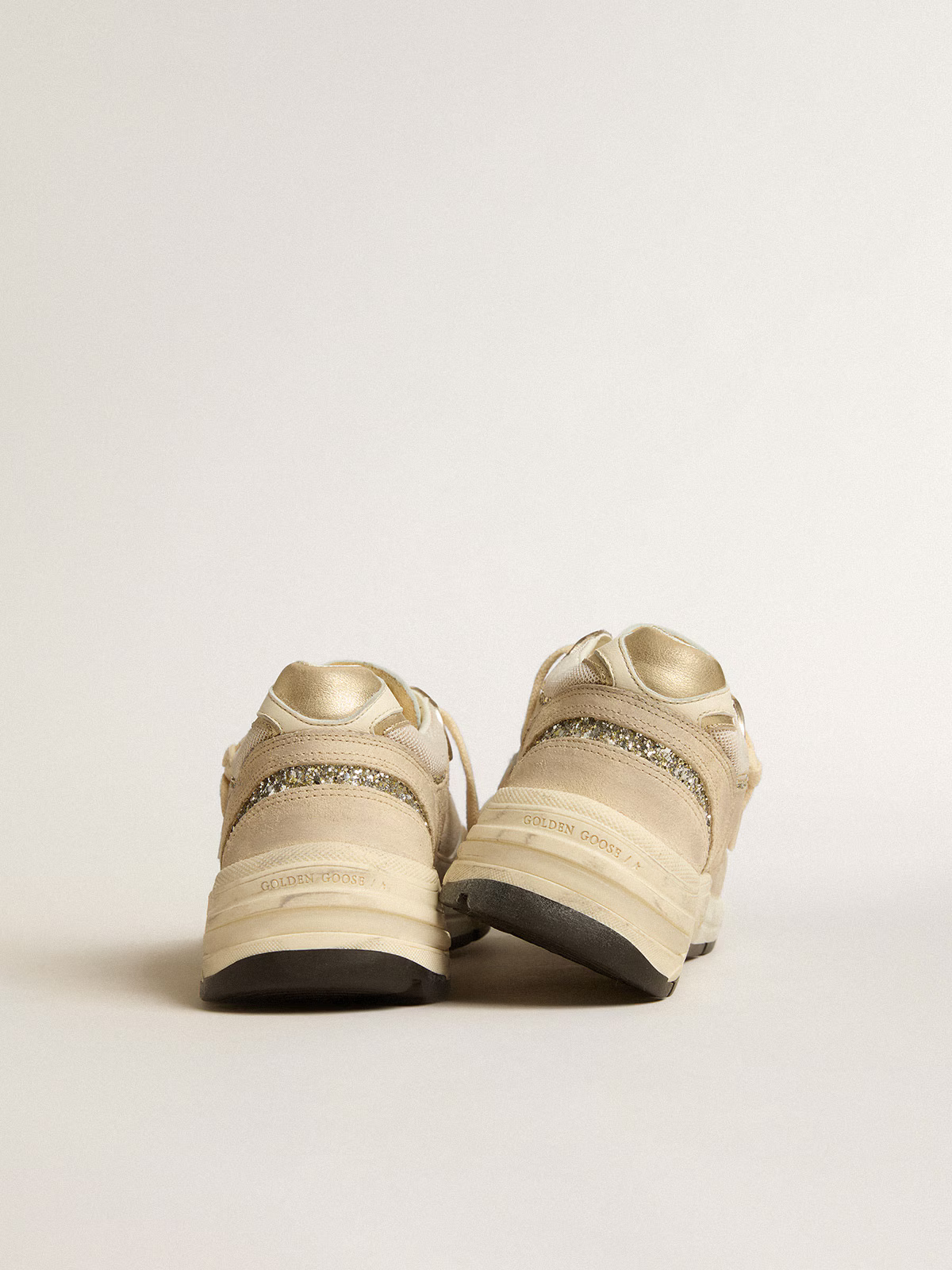 Golden Goose Dad-Star Sneaker Beige Glitter