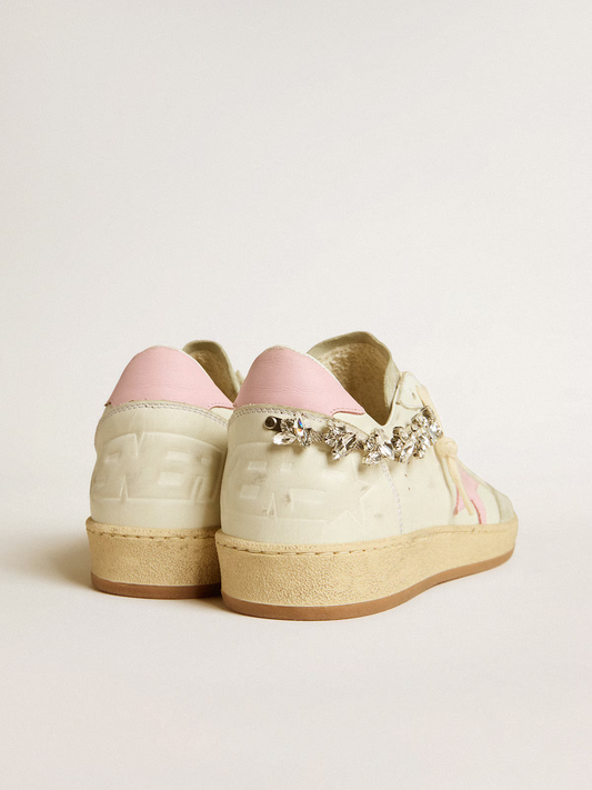 Golden Goose Stardan Sneaker with Pink Star and Crystal Chain