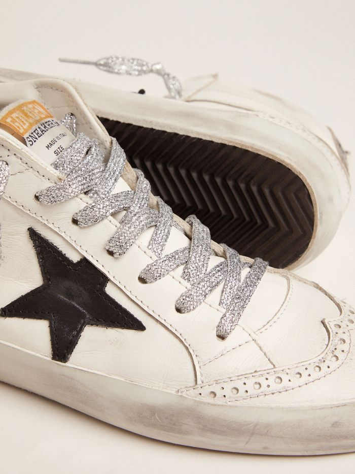 Mid-star Sneakers With Laminated Heel Tab And Glittery Laces