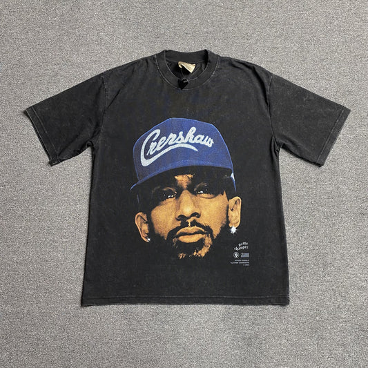 NIPSEY HUSSLE VINTAGE GRAPHIC TEE DARK GREY