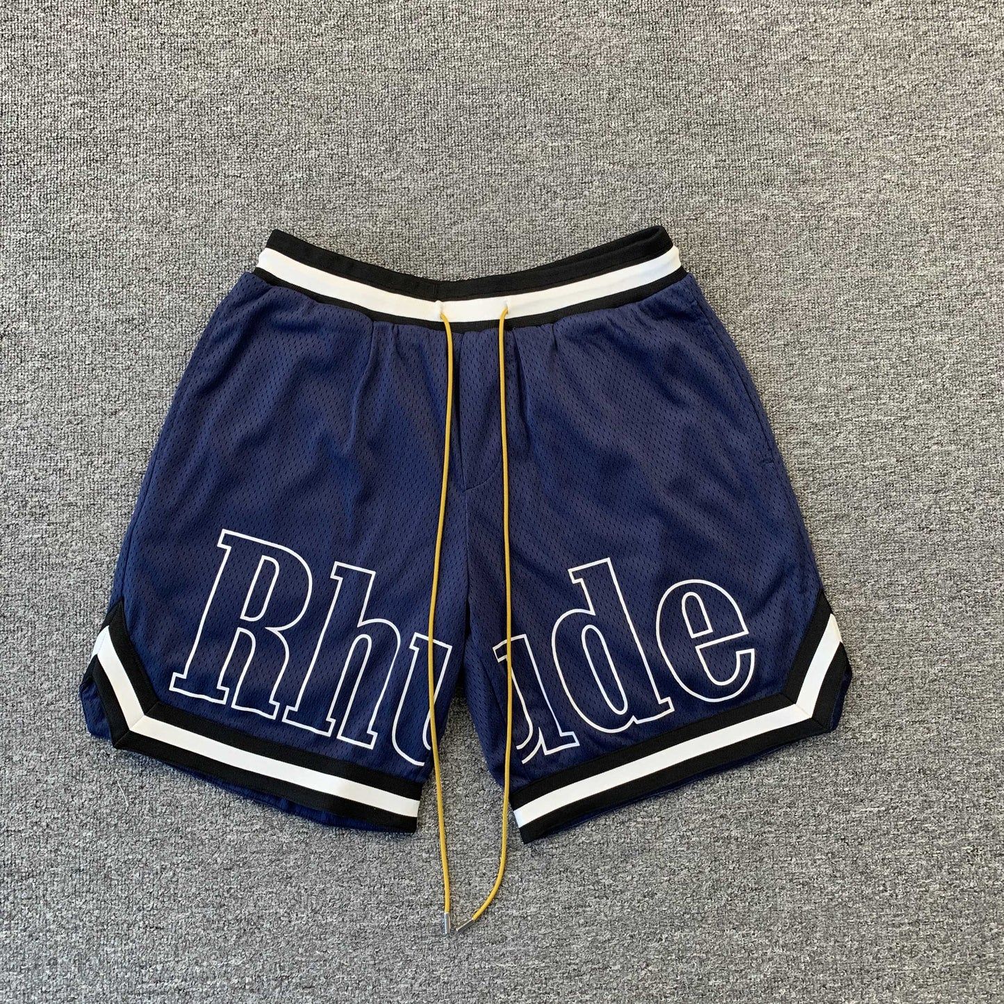 RHUDE COURT LOGO SHORTS NAVY