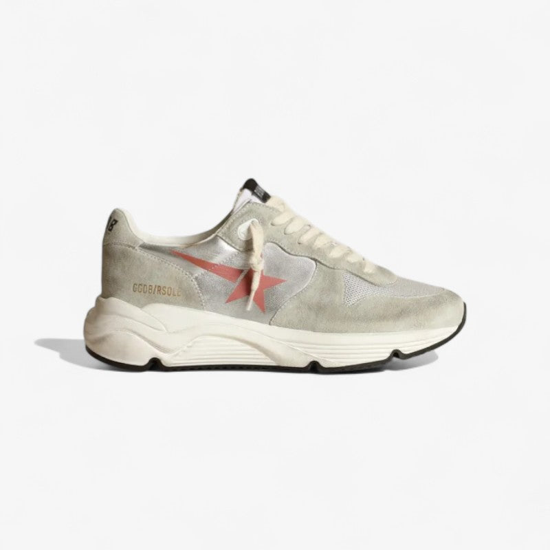 Running Sole Sneakers in Silver Laminated Leather With Ice-gray Suede Inserts
