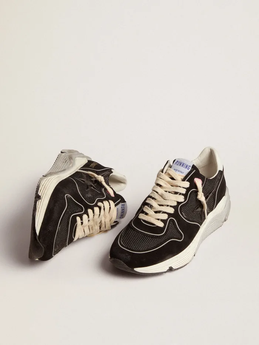 Running Sole Sneakers With Black Mesh and Suede Upper and 3d Star