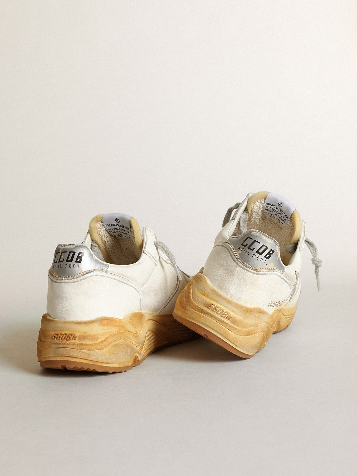 Running Sole Sneakers With Star and Heel Tab in Leather With Silver-colored Digital Print