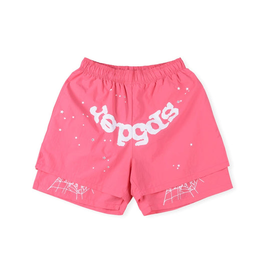 SP5DER OG WEB DOUBLE LAYER SHORTS PINK