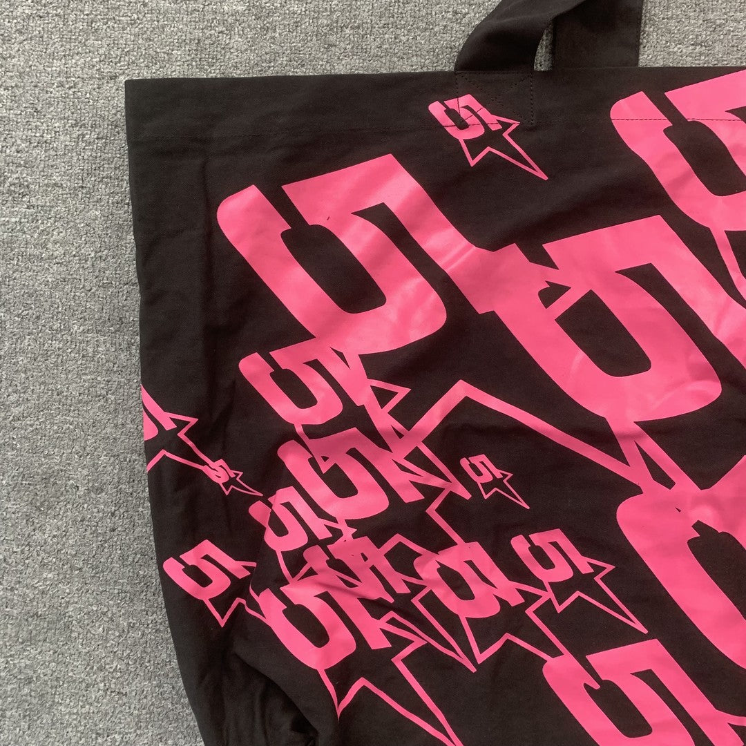 SP5DER OVERSIZED TOTE BAG BLACK