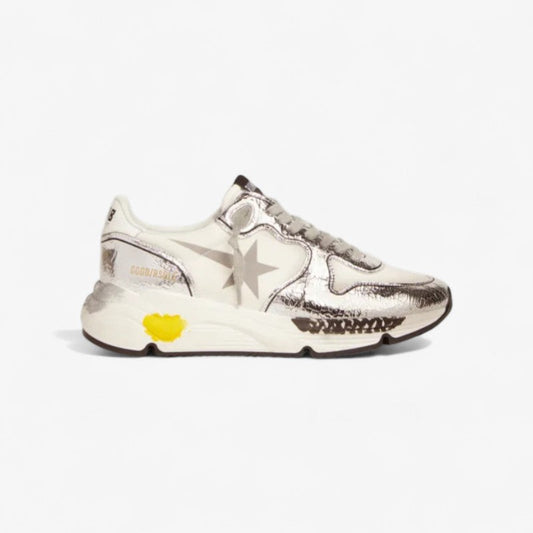 Silver and White Running Sole Sneakers