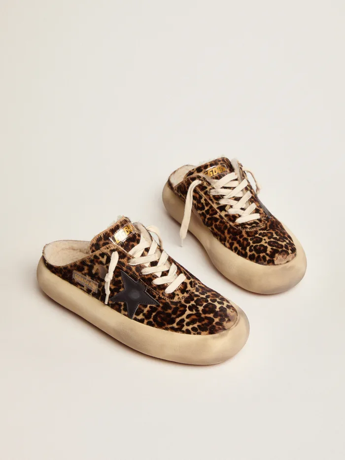 Space-star Sabot Shoes In Animal-print Pony Skin With Shearling Lining