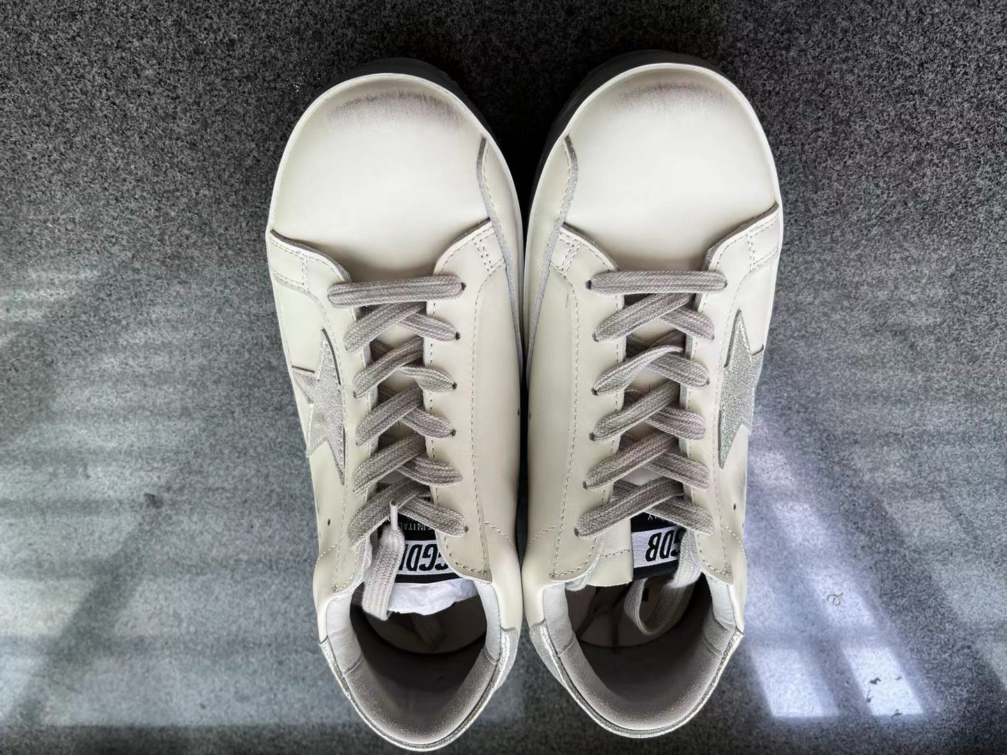 Super-star Sneakers With Silver Sparkle Foxing And Metal Stud Lettering