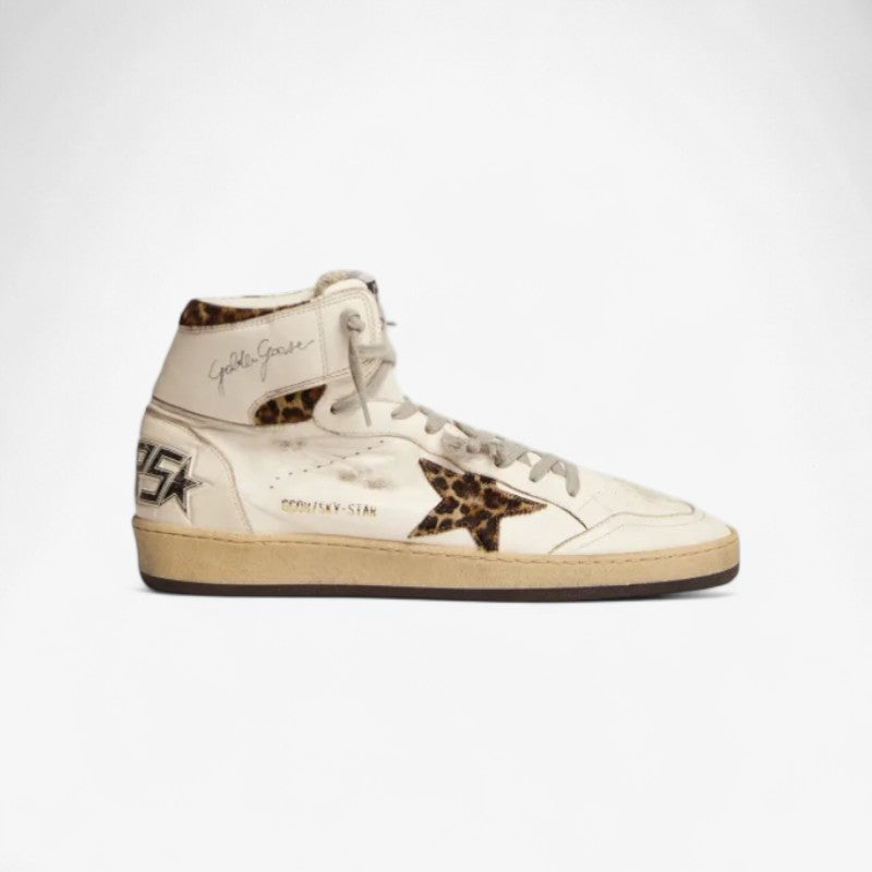 Women’s Sky-star Sneakers With Signature On The Ankle And Leopard-print Pony Skin Inserts
