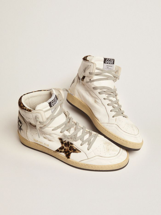 Women’s Sky-star Sneakers With Signature On The Ankle And Leopard-print Pony Skin Inserts