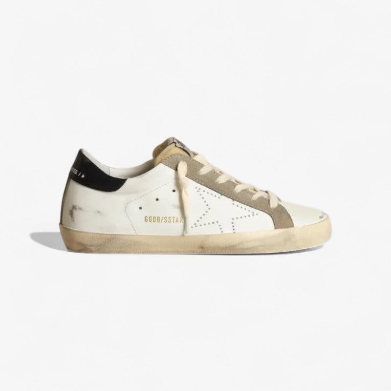 Women's Super-star Sneakers With Perforated Star And Glossy Midnight-blue Leather Heel Tab