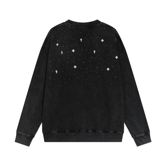 CHROME HEARTS STARRY RHINESTONE SWEATSHIRT WASHED BLACK
