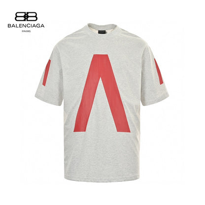Balenciaga Red Logo Graphic T-Shirt (Gray)