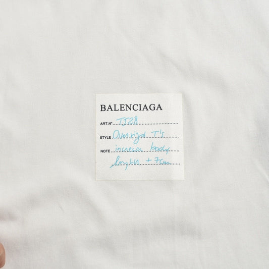 Balenciaga White T-Shirt with Label Detail