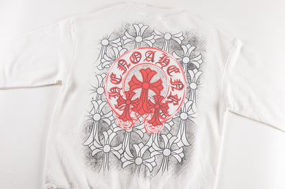 CHROME HEARTS RED HORSE SHOE LOGO SWEATSHIRT WHITE