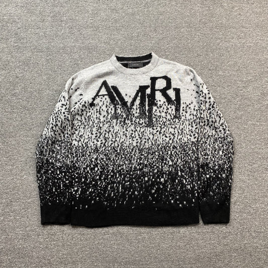 AMIRI STAGGERED GRADIANT CREWNECK GREY