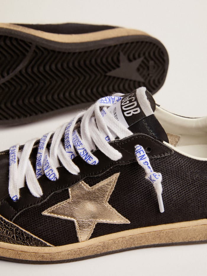 Black Canvas Ball Star Sneakers With Platinum-colored Star