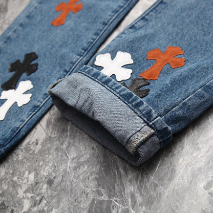 CHROME HEARTS 3 COLOR CROSS BLUE JEANS