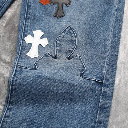 CHROME HEARTS 3 COLOR CROSS BLUE JEANS