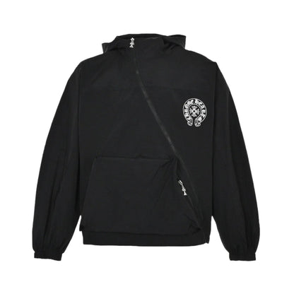 CHROME HEARTS ASYMMETRICAL ZIP HOODIE BLACK