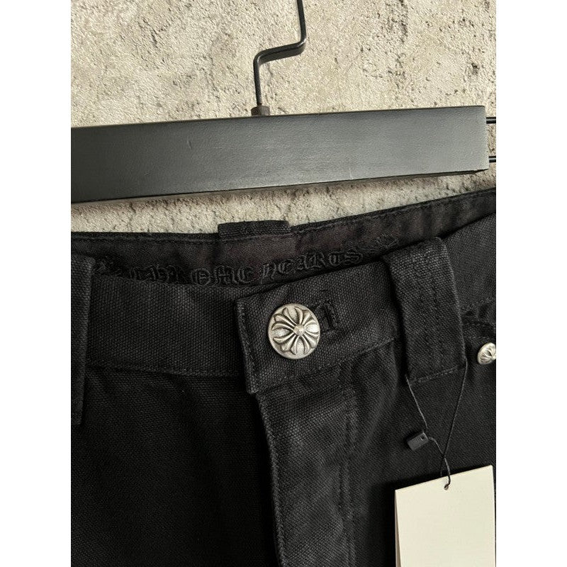 CHROME HEARTS BLACK DOUBLE KNEE CARPENTER JEANS