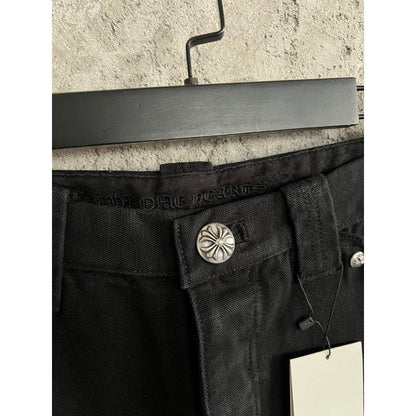 CHROME HEARTS BLACK DOUBLE KNEE CARPENTER JEANS