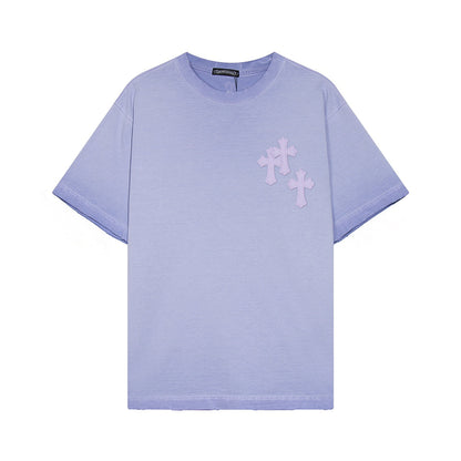 CHROME HEARTS CROSS PATCH T-SHIRT WASHED LIGHT BLUE