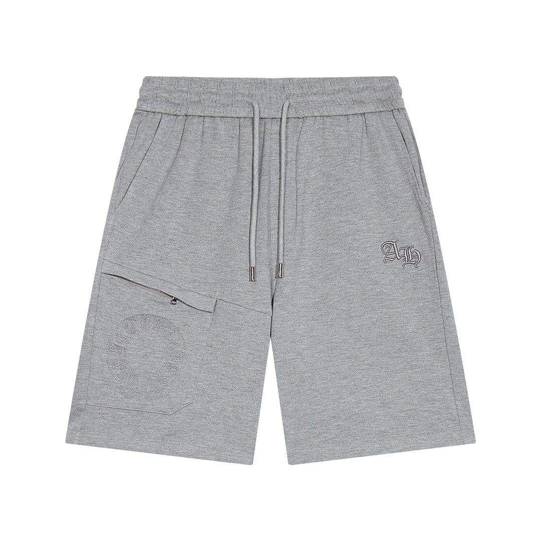 CHROME HEARTS HORSE SHOE LOGO SHORTS GREY