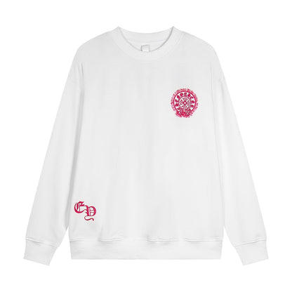 CHROME HEARTS PINK HORSE SHOE LOGO SWEATSHIRT WHITE