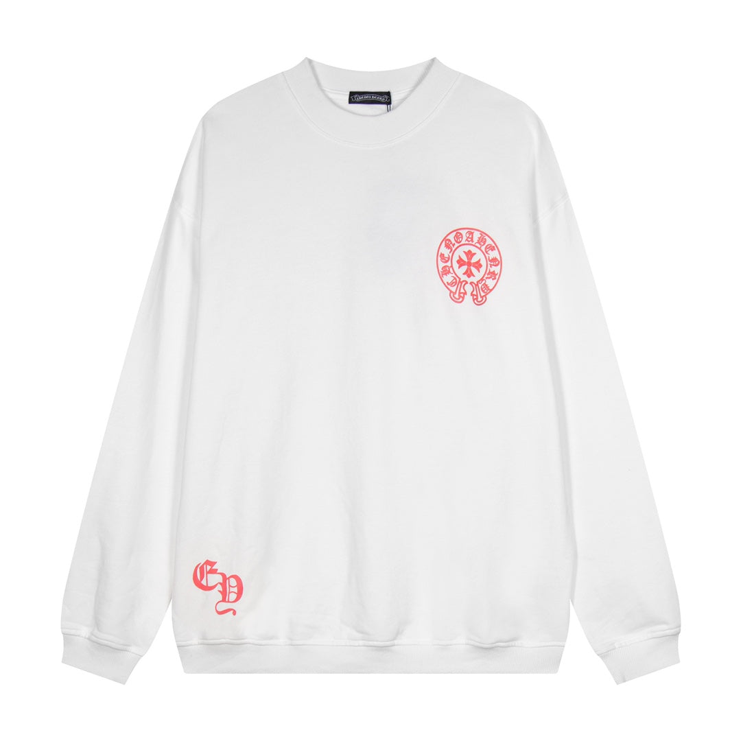 CHROME HEARTS RED HORSE SHOE LOGO SWEATSHIRT WHITE