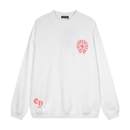 CHROME HEARTS RED HORSE SHOE LOGO SWEATSHIRT WHITE