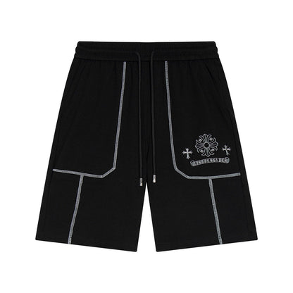 CHROME HEARTS WHITE EMBROIDERY SHORTS BLACK