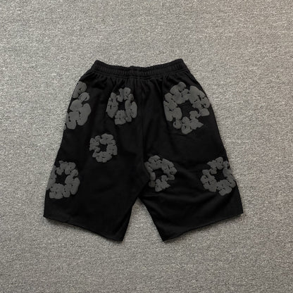 DENIM TEARS COTTON WREATH SHORTS MONOCHROME BLACK