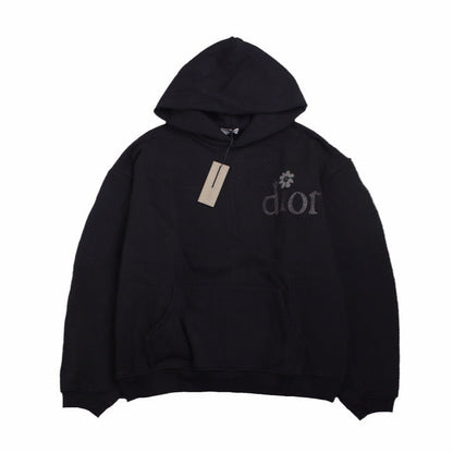 DIOR FLOWER LOGO HOODIE BLACK