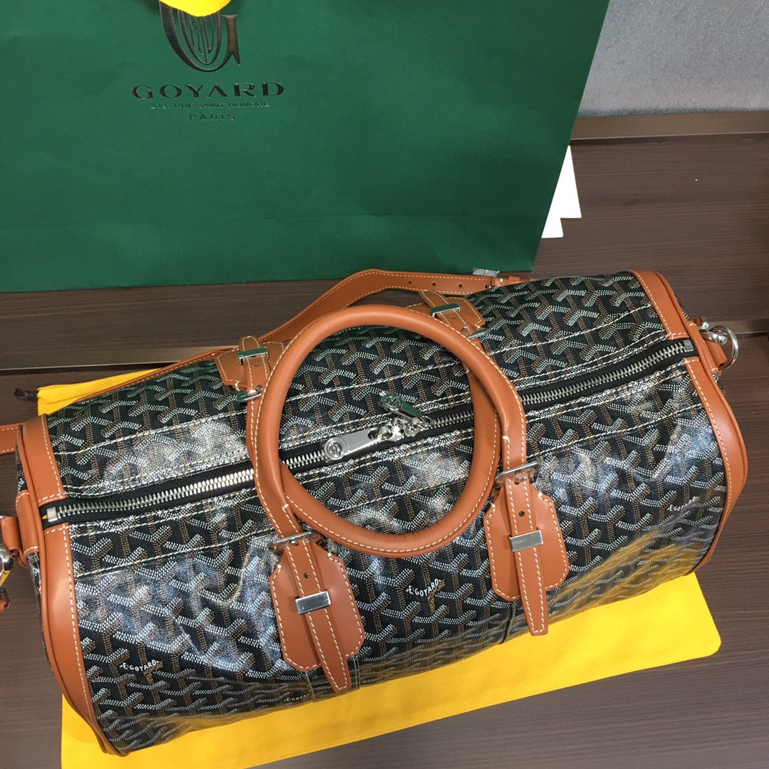GOYARD BOSTON 50 TRAVEL BAG BLACK & TAN